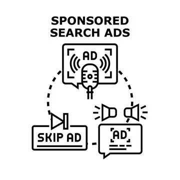 Sponsored search ads concept showing digital marketing Stock Illustration