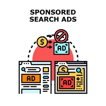 Sponsored search ads vector concept illustration Stock Illustration