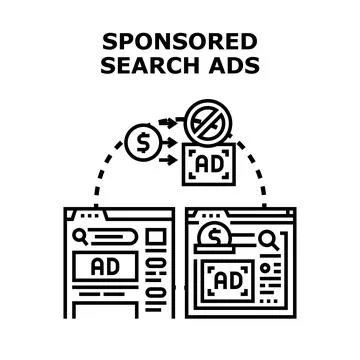 Sponsored search ads vector concept illustration Stock Illustration