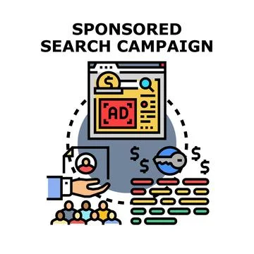 Sponsored search campaign concept for digital advertising Stock Illustration