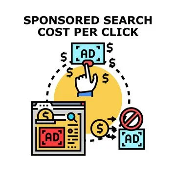 Sponsored search cost per click digital advertising concept イラスト素材