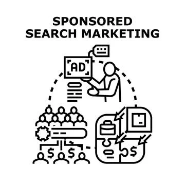 Sponsored search marketing campaign process development Illustrazione stock
