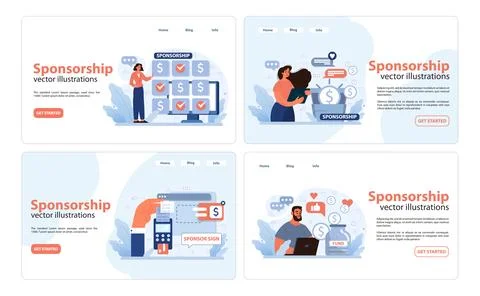 Sponsorship set. Flat vector illustration Stock Illustration