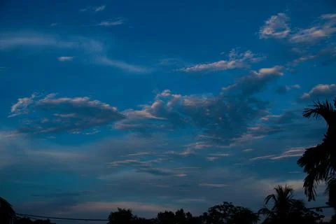 Spontaneous cloud pattern in blue sky natural Stock Photos
