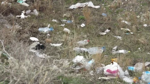 Spontaneous garbage dump, pollution Stock Footage 87822523