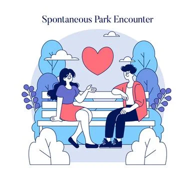 A Spontaneous Park Encounter A Truly Charming and Memorable Moment of Connection Stock Illustration