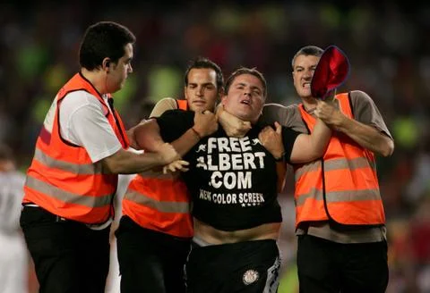 Spontaneous supporter of Barcelona Foto stock