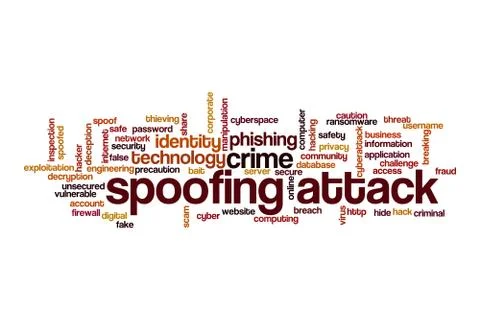 Spoof attack word cloud concept Illustrazione stock