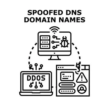 Spoofing dns domain names causing internet security threat Illustrazione stock