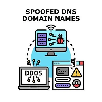 Spoofing dns domain names causing internet security threat Stock Illustration