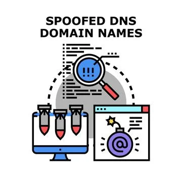 Spoofing dns domain names causing internet cyber security threats Illustrazione stock