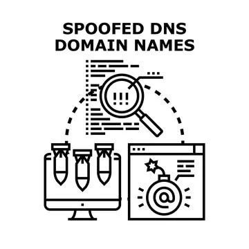 Spoofing dns domain names causing internet cyber security threats Stockillustratie