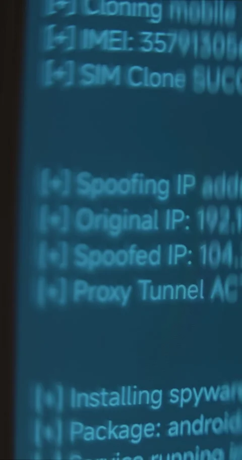 Spoofing IP, Installing spyware, steps of cyber attack Stock Footage 322616078
