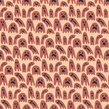 Spook bogey ghost seamless pattern for halloween textile design, eps 10 Stock Illustration