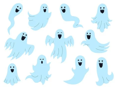 Spooks and Ghosts Collection i Cartoon Style Stock Illustration