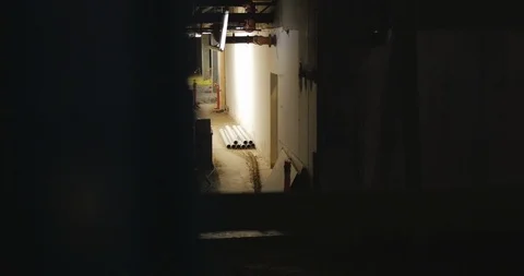 Spooky Abandoned Construction Site at Night Stock Footage 87722482