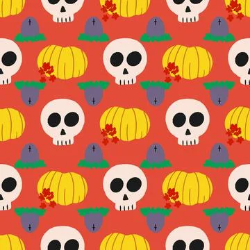 Spooky abstract Halloween seamless pattern illustration design Stock Illustration