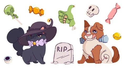 Spooky and sweet design elements Stock Illustration