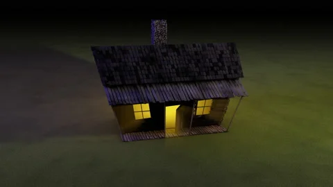 Spooky Animated Cabin Spinning Loop Stock Footage 201608650