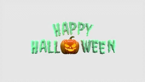 Spooky animated "Happy Halloween" text appears with a glowing pumpkin repla.. Video stock 317699112
