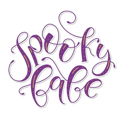 Spooky babe - purple vector illustration with handwritten lettering Stock Illustration