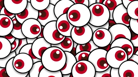 Spooky background with lots of red eyes looking around fast. Video stock 314991735