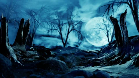 Spooky Background with Windy Trees Stock Footage 161320896