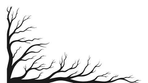 Spooky bare tree branches corner frame vector Stock Illustration