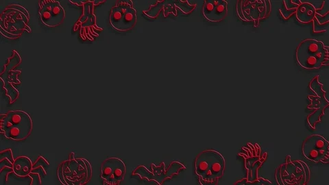 Spooky bats and pumpkins frame on dark textured grey background Stock Footage 324858254
