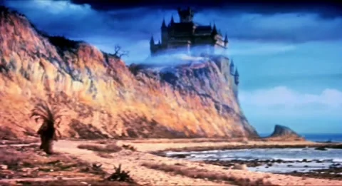 Spooky Beach Castle Stock Footage 345369362