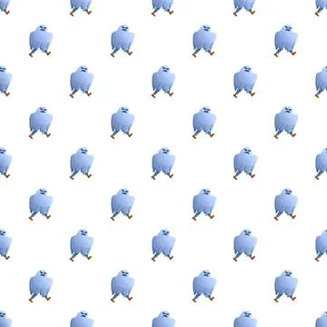Spooky blue ghost character walking seamless pattern Stock Illustration