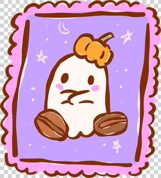 Spooky Cafe Halloween Coffee Ghost Roaster Stamp Hand Drawn Stock Illustration