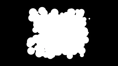 Spooky Cartoon Bubble Cloud Mask Transition Animation on Black Background Stock Footage 336719275