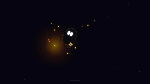 Spooky cartoon ghost with bright eyes carrying a glowing lantern through st.. Stock Footage 341845918