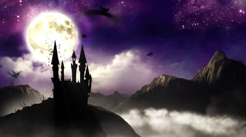 Spooky Castle with bats Video stock 31566554