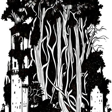 A Spooky Castle Stock Illustration