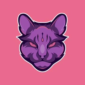 Spooky cat head vector illustration Stock Illustration