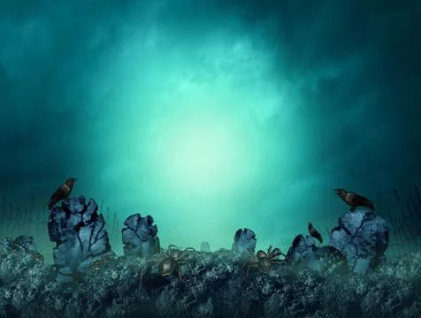 Spooky Cemetery Иллюстрация
