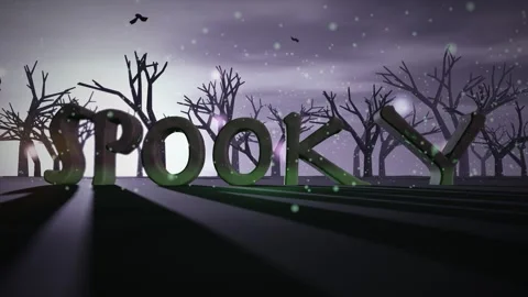 Spooky Charred Timber Letters in a Misty Haunted Swamp with Flying Bats and 動画素材 342402825