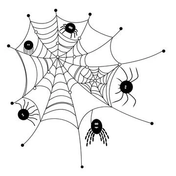 Spooky cobweb with spiders in the corner Stock Illustration