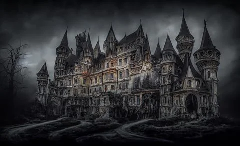 Spooky dark gothic castle Stock Illustration