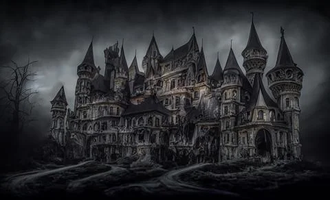 Spooky dark gothic castle Stock Illustration