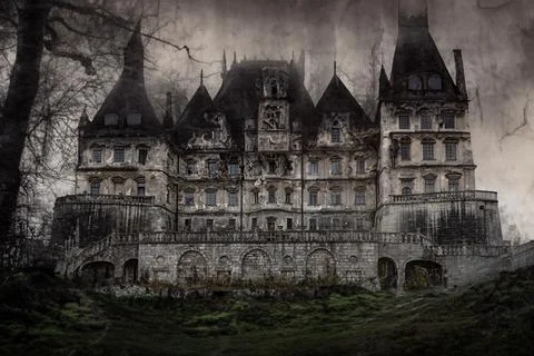 Spooky dark gothic castle Stock Illustration