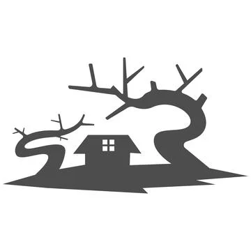 Spooky Dead Tree Graveyard Scene Stock Illustration