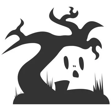 Spooky Dead Tree Graveyard Scene Stock Illustration
