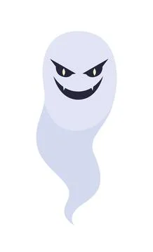 Spooky evil ghost semi flat color vector character Stock Illustration