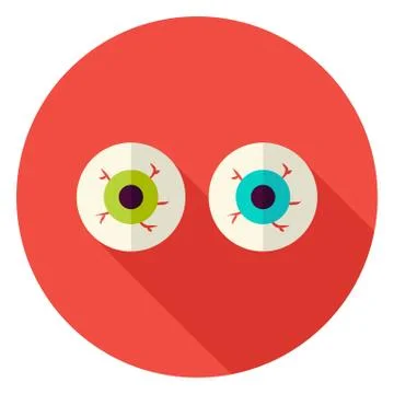 Spooky Eyeballs Circle Icon Stock Illustration