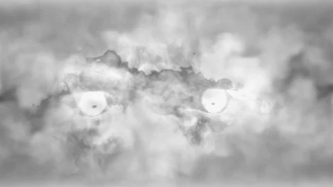 Spooky Eyes In Smoke Loop Ready Stock Footage 114970249