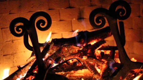 Spooky Fire With Hot Coals Glowing Stock Footage 252006070