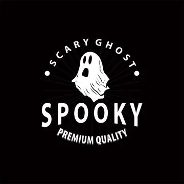 Spooky Fly Ghost Logo Simple Minimalist Vintage Scary Halloween Design Stock Illustration